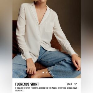 Sezane - Florence Silk Button Down Shirt/ Blouse- Ecru/Cream/Ivory